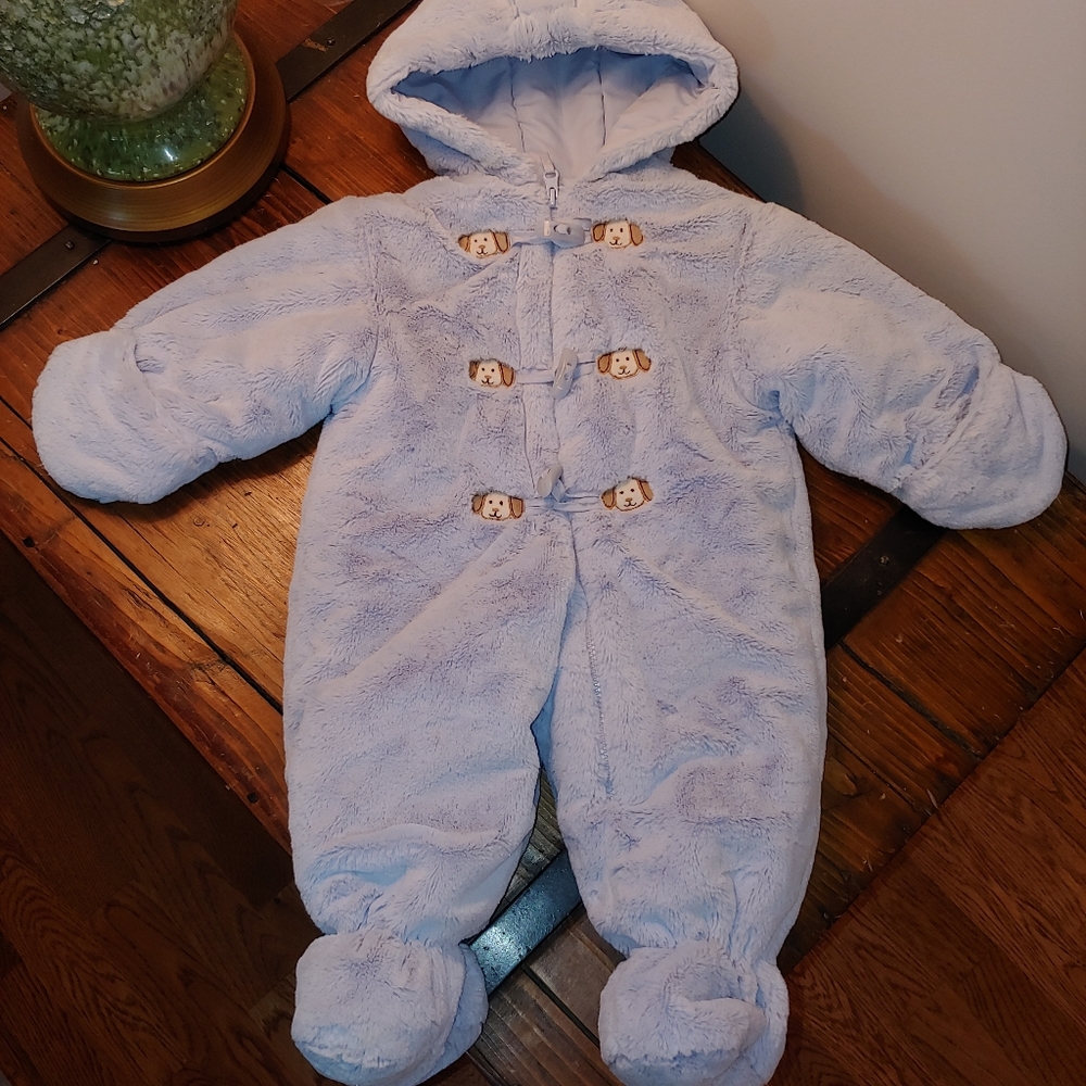 Le Petit Rothschild baby blue zip up bunting EUC